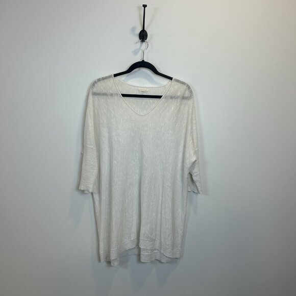 Eileen Fisher Linen Blend V-neck Dolman Sleeves Oversize Boxy Top Small - Picture 1 of 9